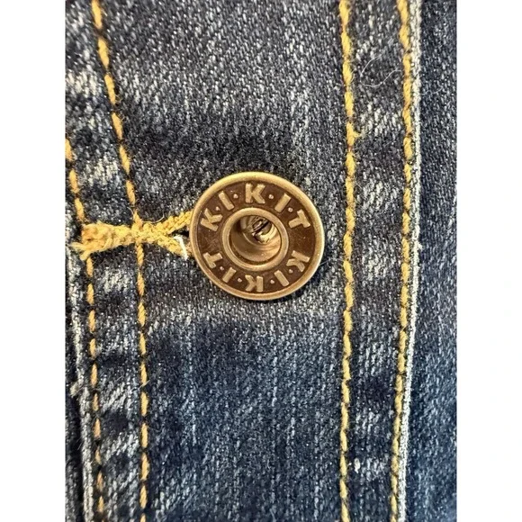 Vtg Kikit Jeans women's M denim jacket removable collar with faux fur NWT - Picture 5 of 16